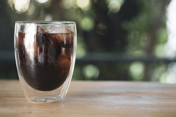 Cool iced soft drink in clear glass