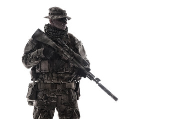 Army special forces soldier isolated studio shoot