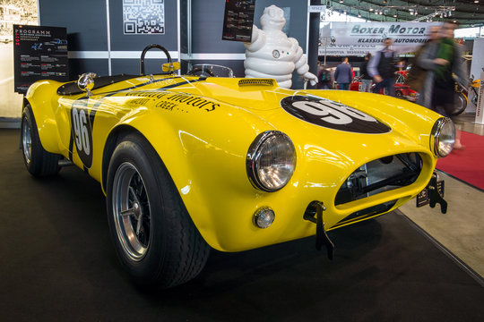 STUTTGART, GERMANY - MARCH 02, 2017: Sports car Shelby Cobra 289 FIA Replica, 1967. Europe's greatest classic car exhibition "RETRO CLASSICS"