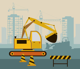 Obraz na płótnie Canvas under construction scene with excavator