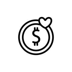 sponsorship money icon vector. Thin line sign. Isolated contour symbol illustration