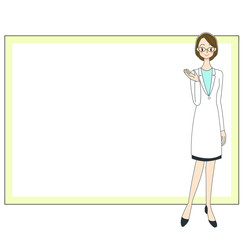 女性医師とホワイトボードのイラスト