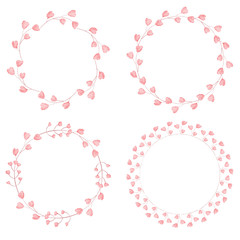 watercolor heart wreath collection for valentines day eps10 vectors illusration
