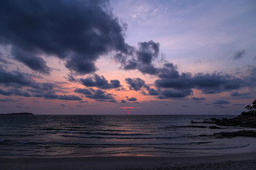 Sunset light and beautiful clouds on background