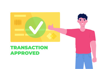 Transaction approved, financial transactions,  non-cash payment, monetary currency, payment NFC  concept.  Vector illustration.