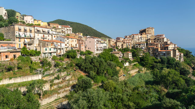 Panoramic view of Pisciotta, Southern Italy