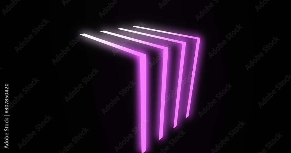 Poster neon cube shape with glowing abstract of light and futuristic design. a mosaic of shining flares and