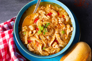 flaczki - fresh and spicy tripe soup with herbs