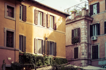 Fototapeta na wymiar View of a street corner in Rome