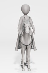 3D Render of Cartoon Character with Horse