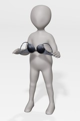 3D Render of Cartoon Character with Bra