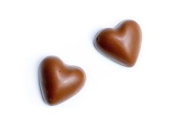 marshmallow chocolate in heart shape on white background