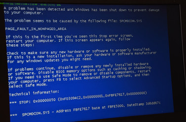 Computer error failure concept,  failure message on screen, bad software pc app crash, email...