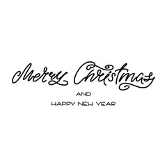 Merry Christmas and Happy New Year. Typography for winter holidays isolated on a white background. Vector 8 EPS.