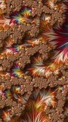 Artfully 3D rendering fractal, fanciful abstract illustration and colorful designed pattern and background