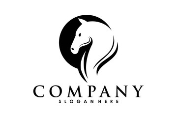 Horse Logo Design Vector, Luxurious Abstract Black Horse Logo Template