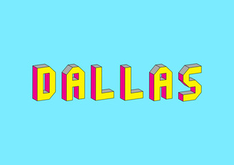 Dallas text with 3d isometric effect