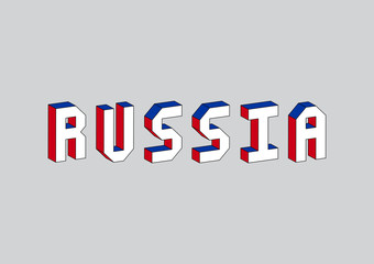 Russia text with 3d isometric effect