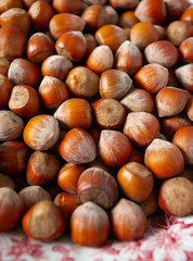 close up of hazelnuts,food background