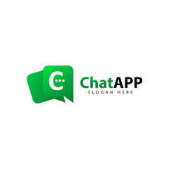 chat logo template design vector, illustration