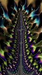 Artfully 3D rendering fractal, fanciful abstract illustration and colorful designed pattern and background