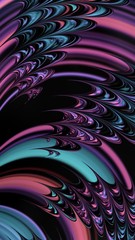 Artfully 3D rendering fractal, fanciful abstract illustration and colorful designed pattern and background