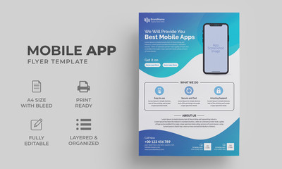 Mobile Apps Promotion Flyer template with A4 size | Advertisement Business Poster,brochure, flyer, design layout