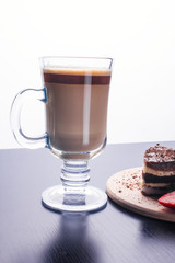 Glass Cup of coffee Latte on the table