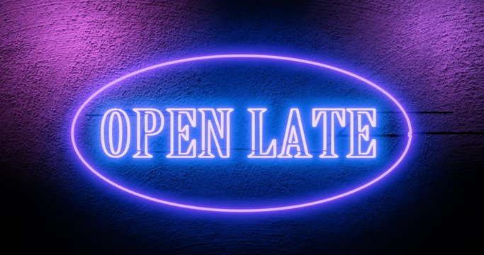 Open late sign means 24-hour service always open around the clock. Help desk or commercial area for support and assistance - 4k