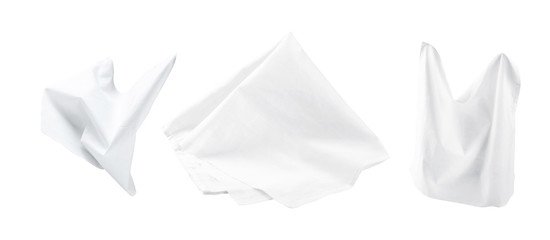 Obraz premium three white fabrics on a white background