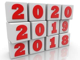 White toy cubes with annual numbers