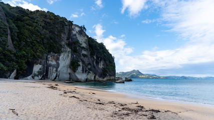 Fototapeta na wymiar View of Lonely Bay Beach in Coromandel Peninsula, New Zealand