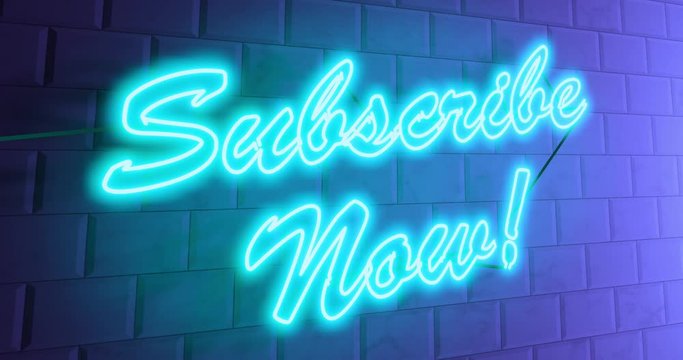 Subscribe now sign in glowing neon for subscription and application. Immediate sign up to register as a member - 4k