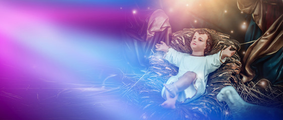 A Christmas nativity scene, with baby Jesus