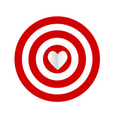 White heart in red target like aim for love design on white, stock vector illustration