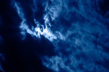Abstract blue background. Dark sky as color of the year.