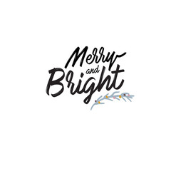 Merry Christmas or Happy New 2020 Year illustration with holiday lettering and traditional winter element. Cute prints in scandinavian style. Good for label, banner, tags or stickers . Vector isolated