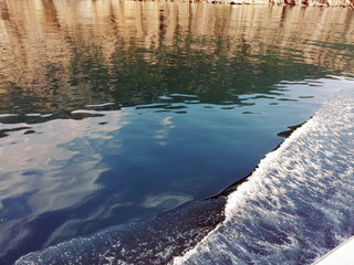 Beautiful wave on the black sea overboard ship
