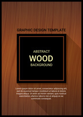 Wooden pattern bakground template with black square space for book cover, brochure, poster. Vector illustration. 