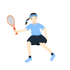 Obraz na płótnie Canvas Girl tennis player isolated on a white background. Vector graphics.