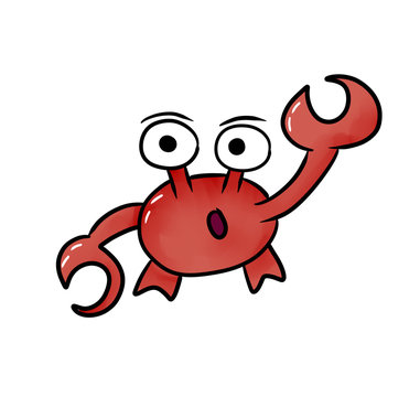 Funny red crab. Cartoon character for print. games and others