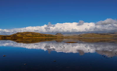 Bay during an outflow, located near Black beach Reynisfjara and the village of Vik. Sudurland, Iceland, Europe. September 2019