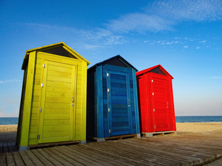 Colorful summer beach huts