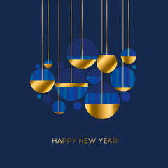 Round abstract shapes in gold and blue