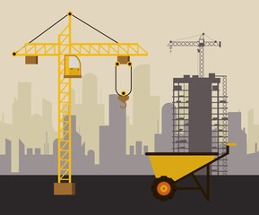 under construction scene with wheelbarrow