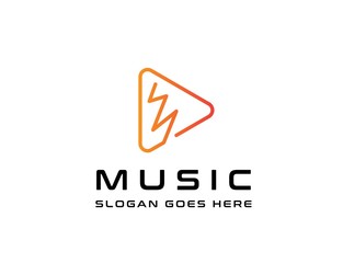 Triangle play button icon design flat illustration vector graphic