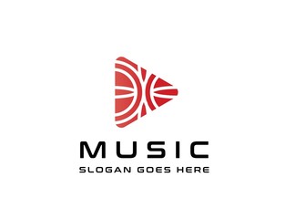 Triangle play button icon design flat illustration vector graphic