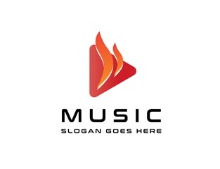 Triangle play button icon design flat illustration vector graphic