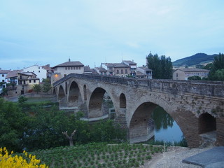Obraz premium Beautiful rural village in the early morning, Camino de Santiago, Journey from Puenta la Reina to Estella, French way, Spain