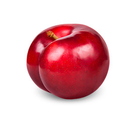 Red plum isolated on white clipping path